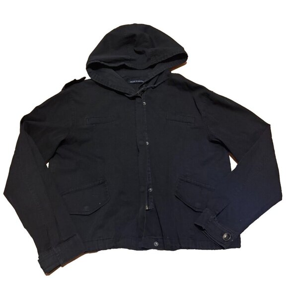BRANDY MELVILLE Hailey Zip Hood Jacket Black Womens One Size Brandi Cotton - Picture 3 of 6